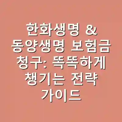 한화생명 & 동양생명 보험금 청구: 똑똑하게 챙기는 전략 가이드