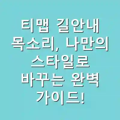 티맵 길안내 목소리, 나만의 스타일로 바꾸는 완벽 가이드!