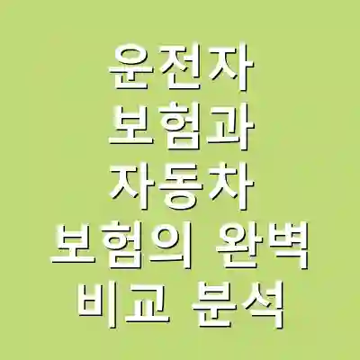 운전자 보험과 자동차 보험의 완벽 비교 분석